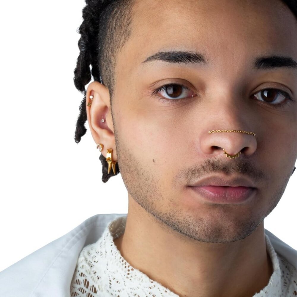 Stainless Steel Hoop Earrings Multi 6mm Spike Lined Huggie Pair Jewelry - Picture 6 of 8